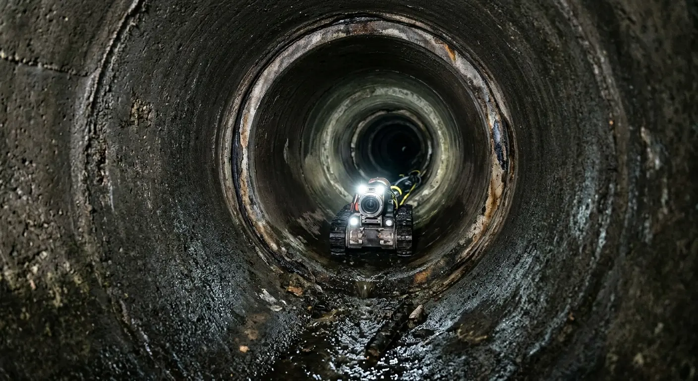 Robotic sewer camera inspecting pipe interior for Sewer Line Repair in Senoia